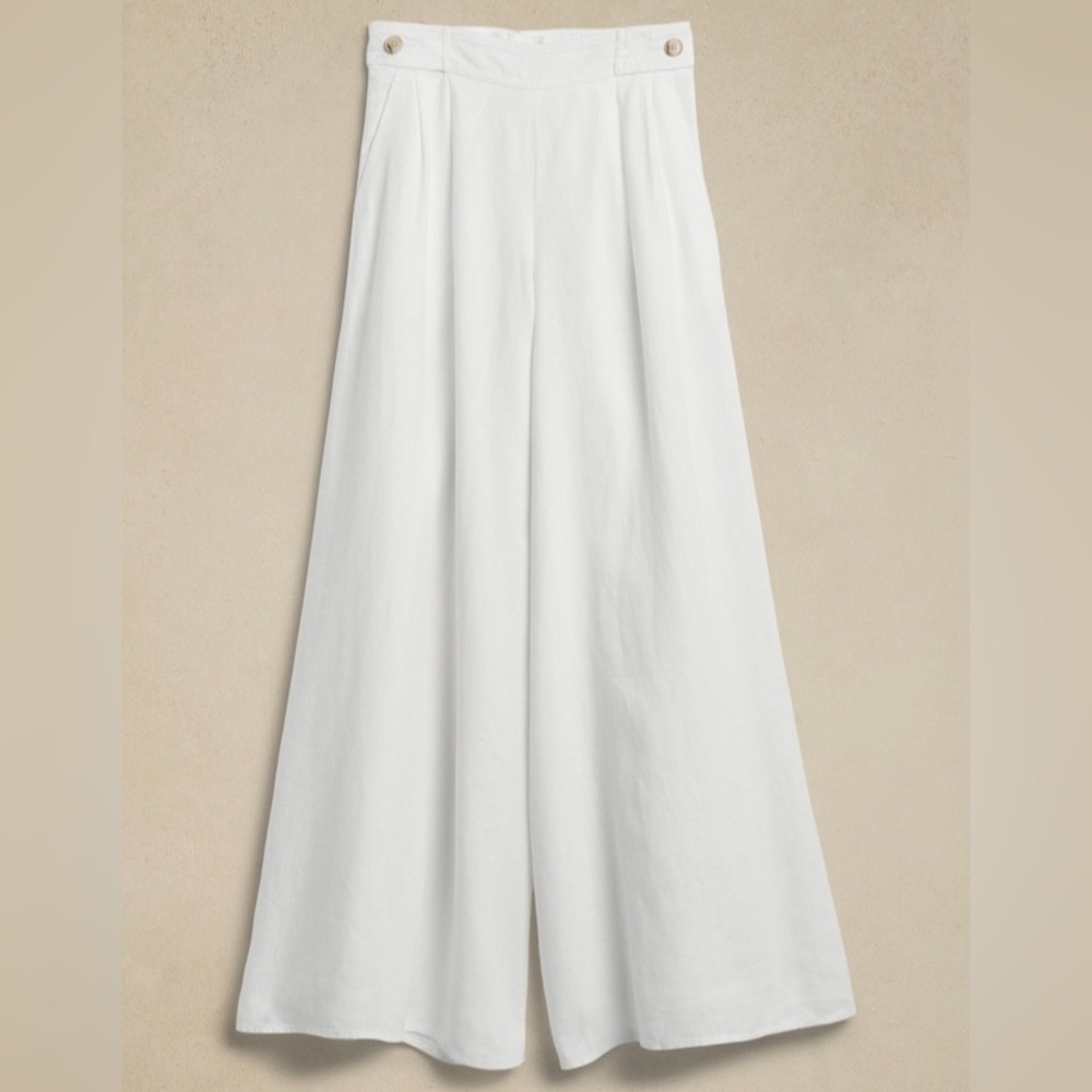 NEW! Banana Republic White Minna Wide-Leg Linen Pant - Size 6 - Picture 5 of 5